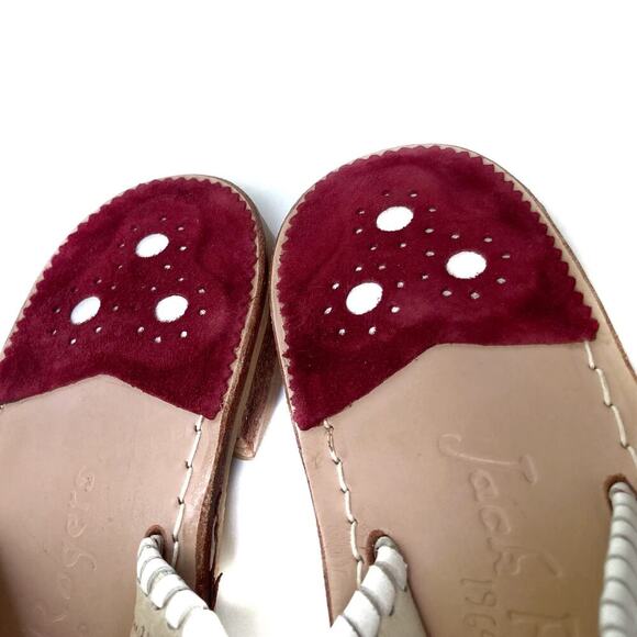 Jack Rogers Palm Beach Burgundy Sandals | Leather Whipstitch Preppy Resort Chic - Picture 15 of 16